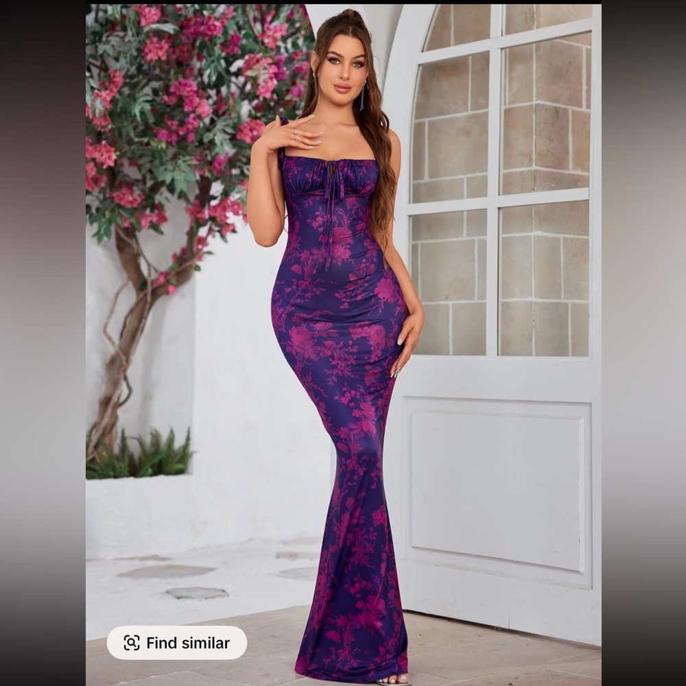 Elegant Purple Floral Dress